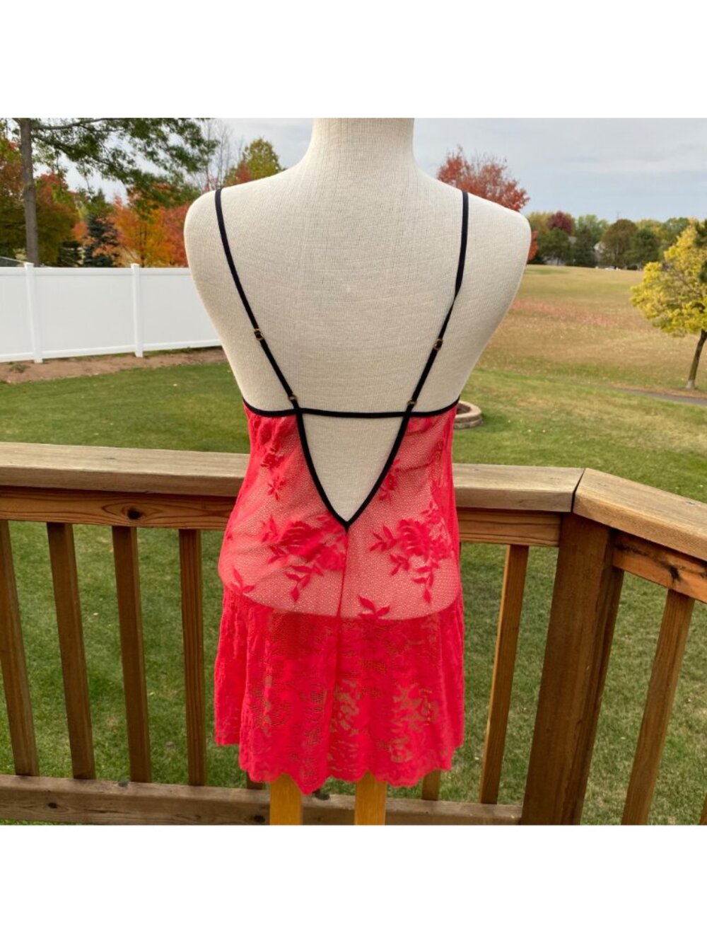 Victoria's Secret Very Sexy Red Lace Babydoll Lingerie L Strappy Romantic Floral - Picture 2 of 13